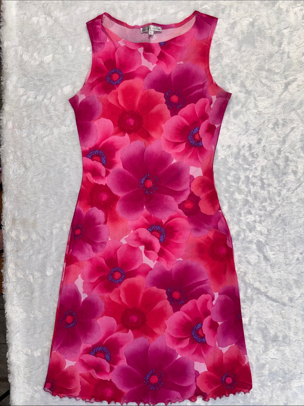Moa Moa Vintage Fuchsia & Hot Pink Floral Sleeveless Mini Dress